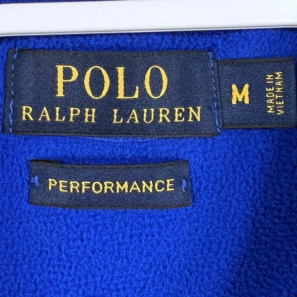 Polo Ralph Lauren Performance Men M 1/4 Zip Fleece Blue Pullover Logo Athleisure